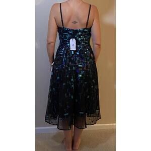 Women's Midi Dress with Sequin Pattern and Spaghetti Straps